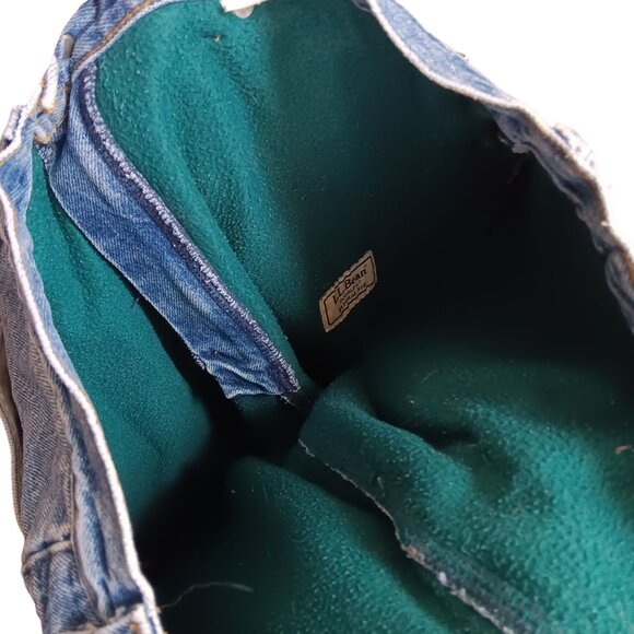 Vintage 1990's Men's 32x30 L.L.Bean Lined Natural Denim Jeans Green Fleece Liner - Picture 5 of 8